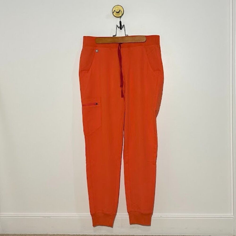 Figs Zamora High Waisted Jogger Scrub Pant size Small Sunset Orange